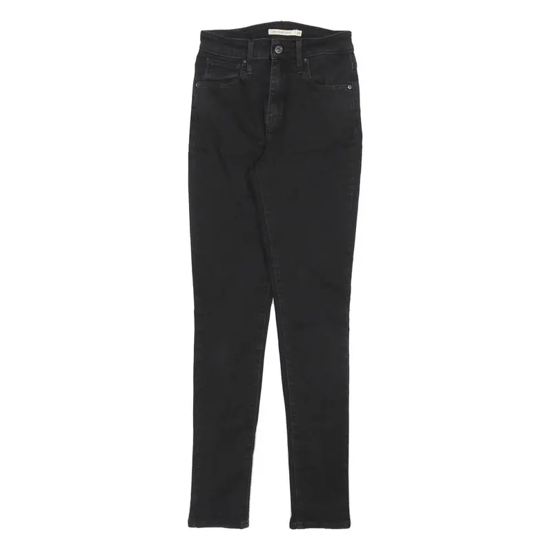 Levi's 721 Womens Slim Black Denim Raw Woven W25 L30 Skinny Jeans Zip Closure 1