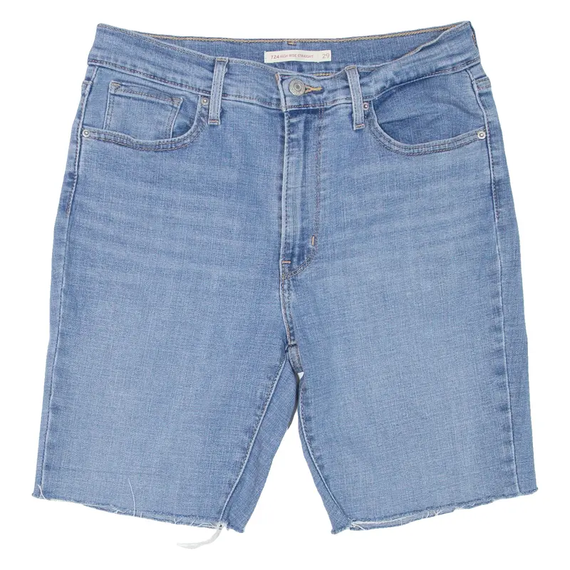 Levi's 724 High Rise Cut Off Womens Denim Shorts Blue Slim M W29 1