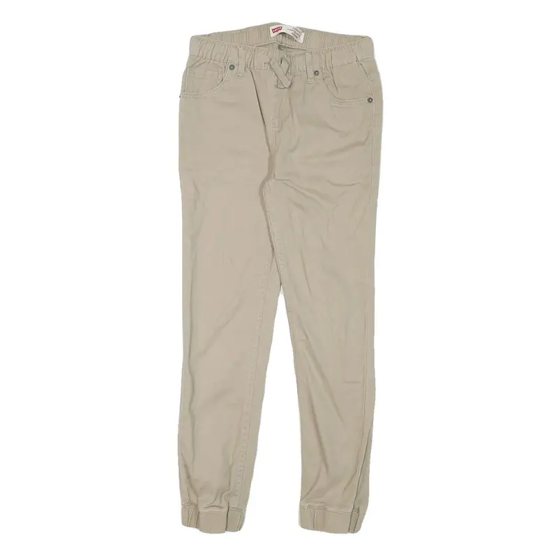 Levi's Boys Cotton Blend Beige Slim Drawstring Trousers W26 L25 Comfortable 1