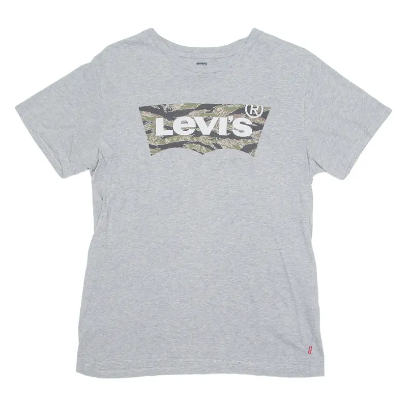 Levi's Camo Mens T-Shirt Grey Crew Neck S 1