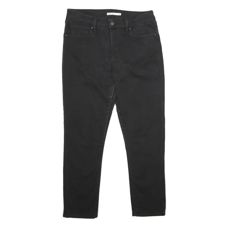 Levi's Classic Mid Rise Skinny Womens Jeans Black Cotton Blend W31 L28 Zip 1