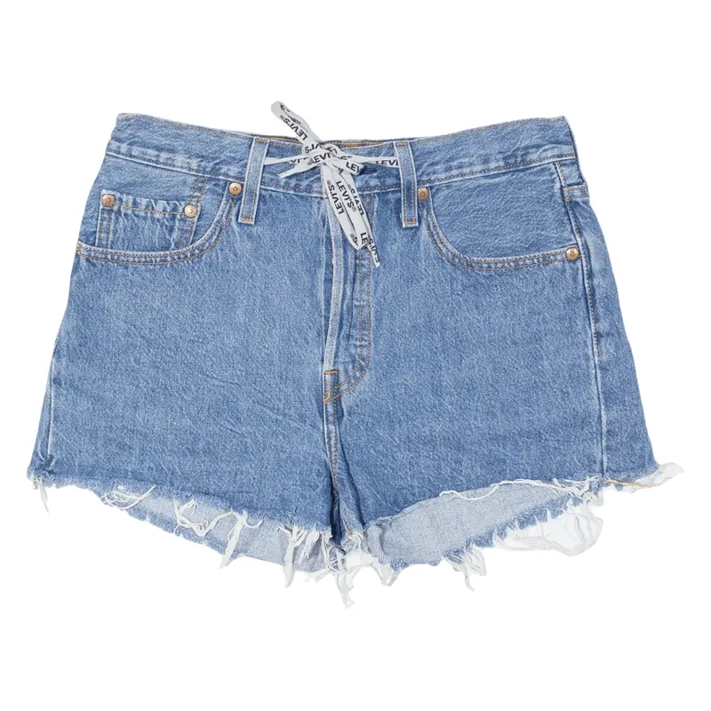 Levi's Cut Off 501 E Drawstring Accessories Womens Denim Shorts Blue S W28 1