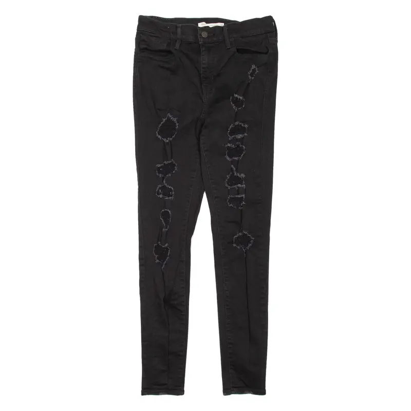Levi's High Rise Distressed Womens Jeans Black Regular Skinny W28 L28 1