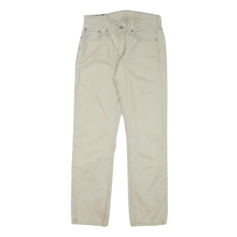 Levi's Mens Beige Cotton Blend Regular Straight Trousers W28 L28 Casual Zip 1