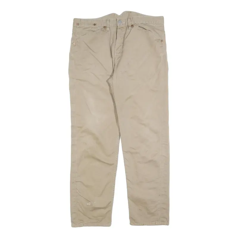 Levi's Mens Beige Cotton Blend Relaxed Straight Trousers W34 L30 Casual Button 1