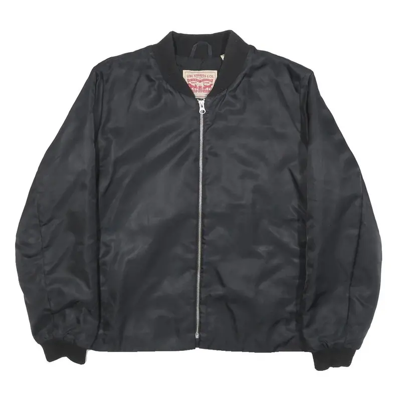 Levi's Mens Black Bomber Jacket M Polyamide Plain Zip Closure Casual Fashion 1
