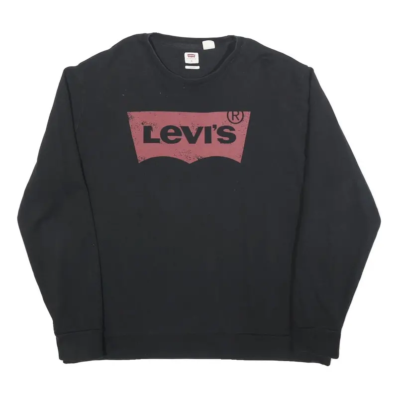 Levi's Mens Black Cotton Blend Crew Neck Sweatshirt Xl Logo Print Casual 1