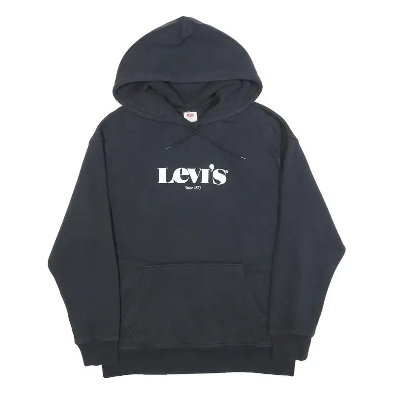 Levi's Mens Black Hoodie M Cotton Blend Pullover Sweatshirt 1