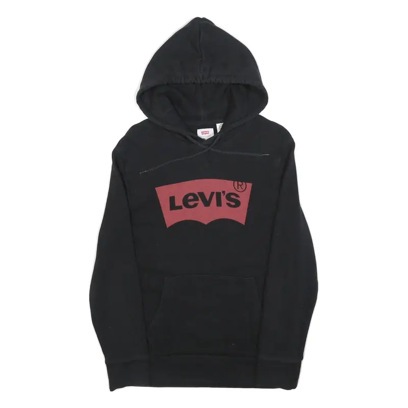 Levi's Mens Black Hoodie S Cotton Blend Pullover Casual Logo Sweatshirt 1