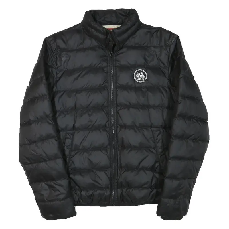 Levi's Mens Black Puffer Jacket M Polyester Blend Zip Casual Outerwear 1