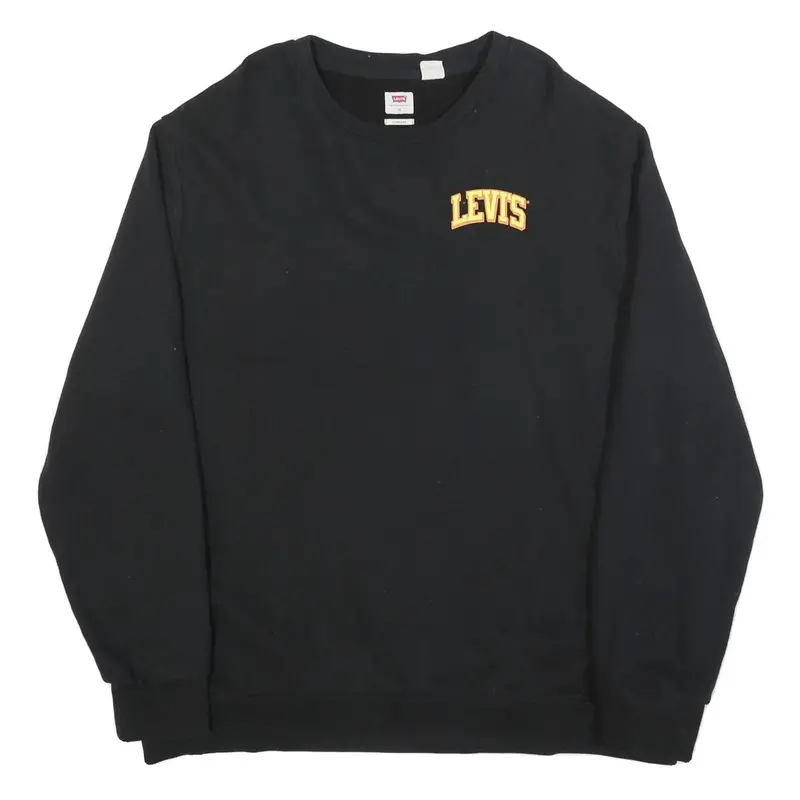 Levi's Mens Black Sweatshirt Xl Crew Neck Cotton Blend Pullover Classic 1