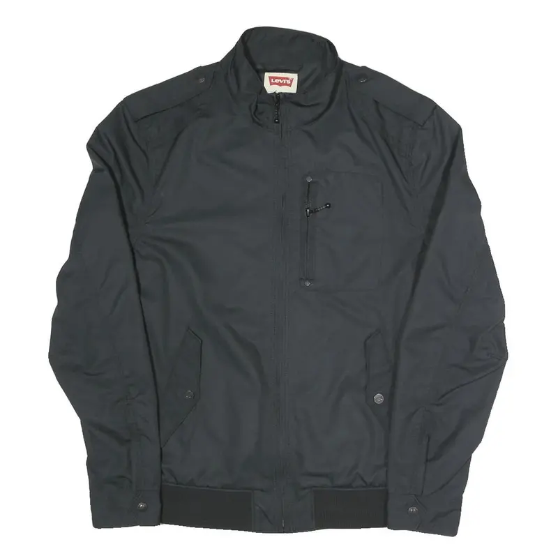 Levi's Mens Black Zip Polyester Blend Bomber Jacket M Plain Casual Outerwear 1