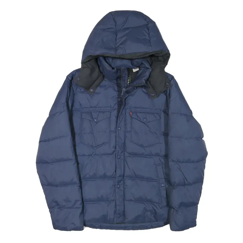 Levi's Mens Blue Bomber Jacket S Polyester Blend Plain Zip Hooded Casual 1
