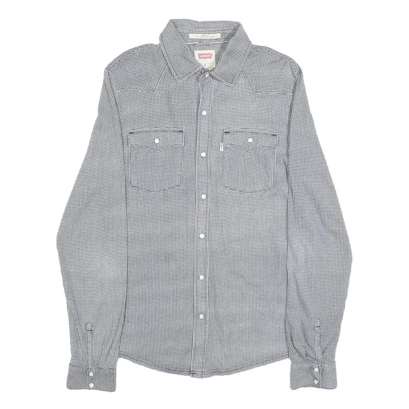 Levi's Mens Blue Check Shirt M Cotton Long Sleeve Casual Button Closure 1