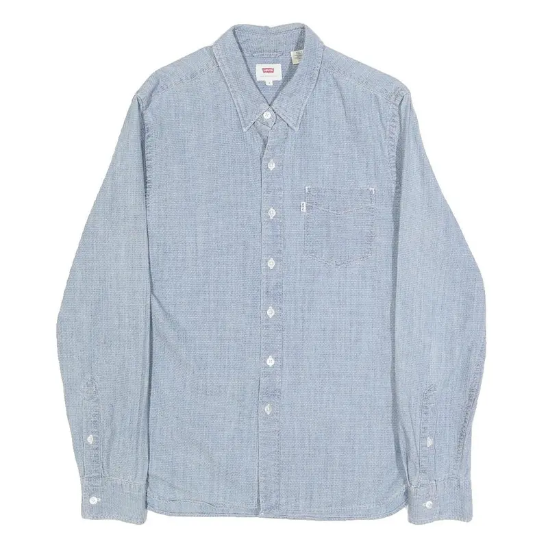 Levi's Mens Blue Cotton Shirt S Casual Long Sleeve Button Pocket 1
