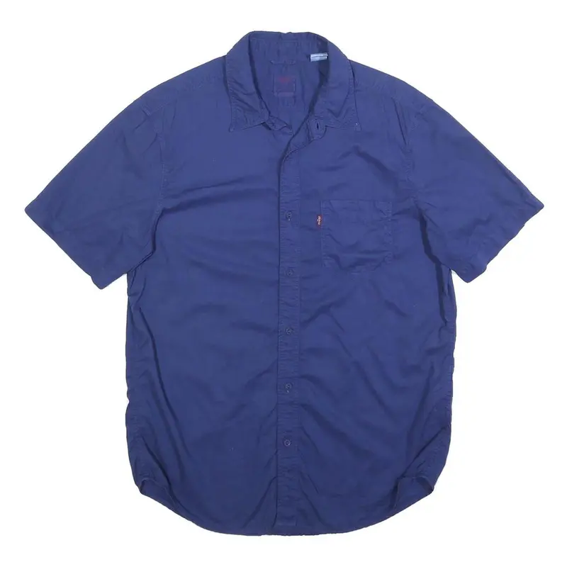 Levi's Mens Blue Cotton Short Sleeve Shirt M Casual Summer Essential 1