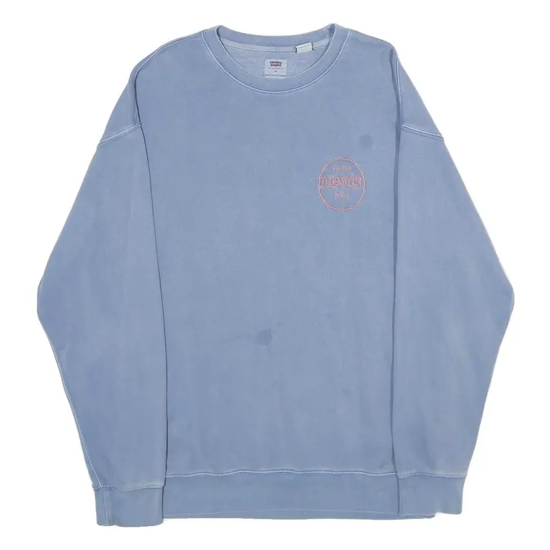 Levi's Mens Blue Crew Neck Sweatshirt M Cotton Casual Pullover 1