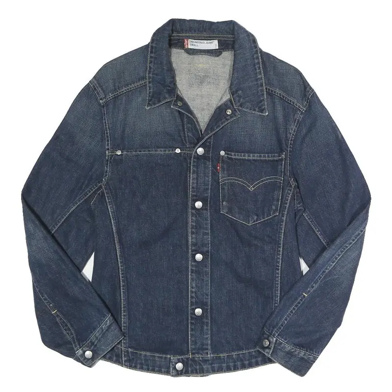 Levi's Mens Blue Denim Jacket S Cotton Blend Button Closure Classic Fit Casual 1