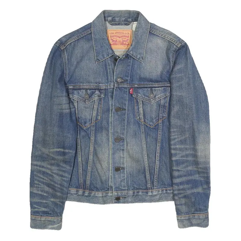 Levi's Mens Blue Denim Jacket S Cotton Button Closure Classic Faded Retro 1