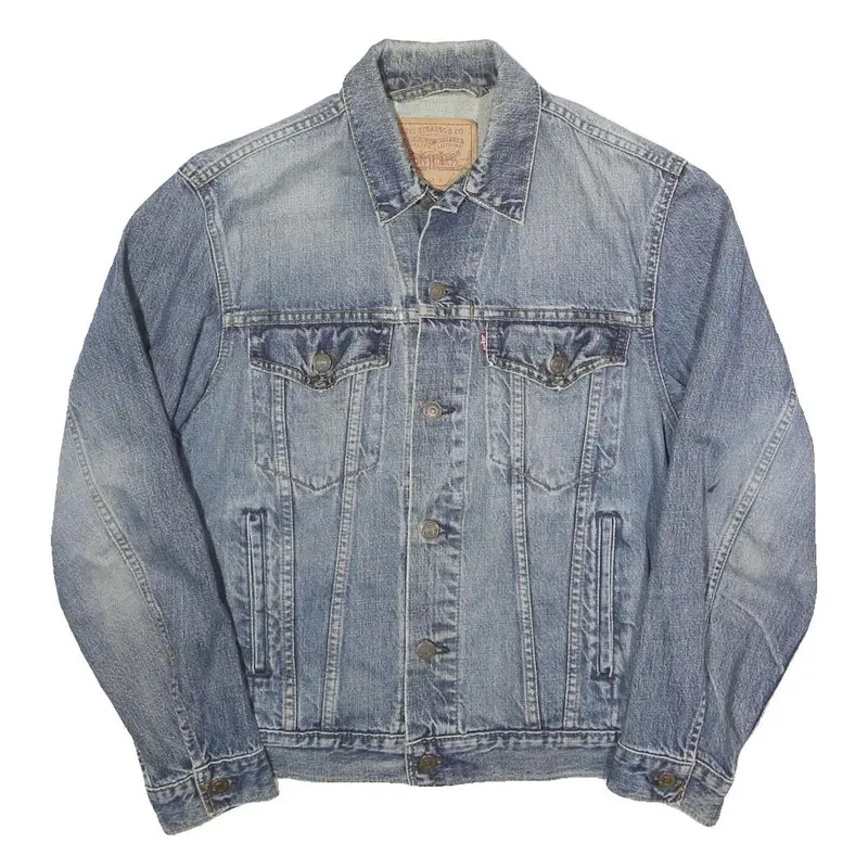 Levi's Mens Blue Denim Jacket S Cotton Button Closure Classic Fit Plain 1