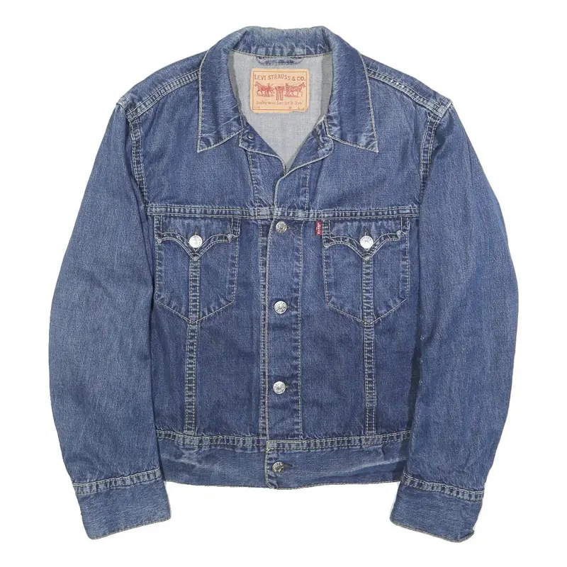 Levi's Mens Blue Denim Jacket Xl Cotton Plain Button Closure Classic Fit 1