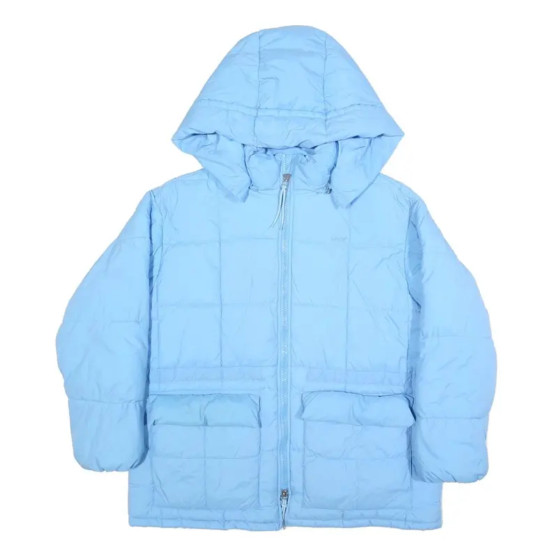 Levi's Mens Blue Hooded Quilted Jacket Xs Polyamide Zip Lightweight Warm 1