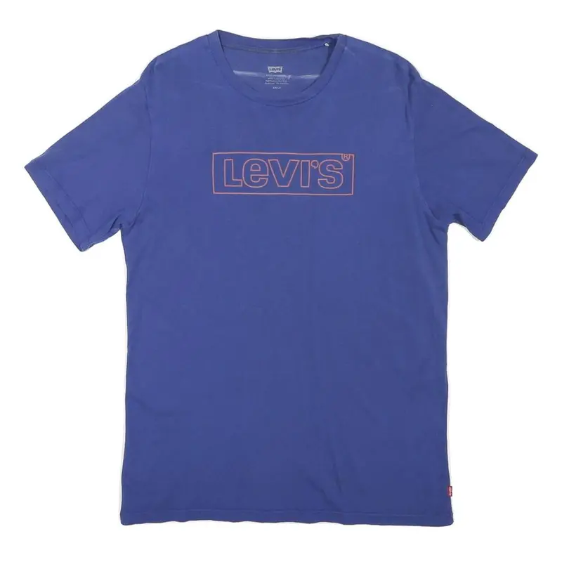 Levi's Mens Blue Logo T-Shirt S Short Sleeve Crew Neck Cotton Blend 1