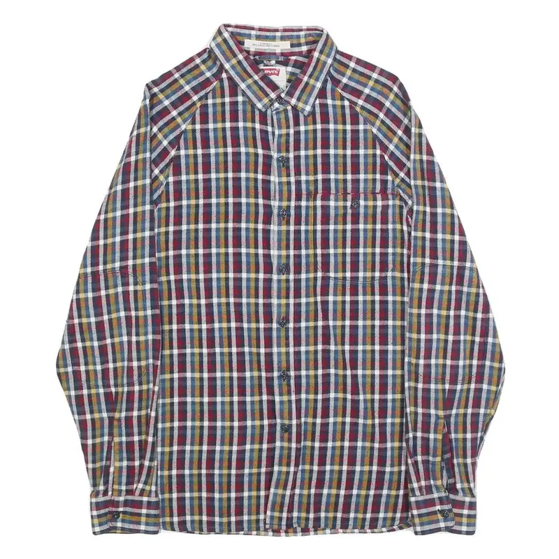 Levi's Mens Blue Red Yellow Check Shirt S Cotton Casual Long Sleeve 1