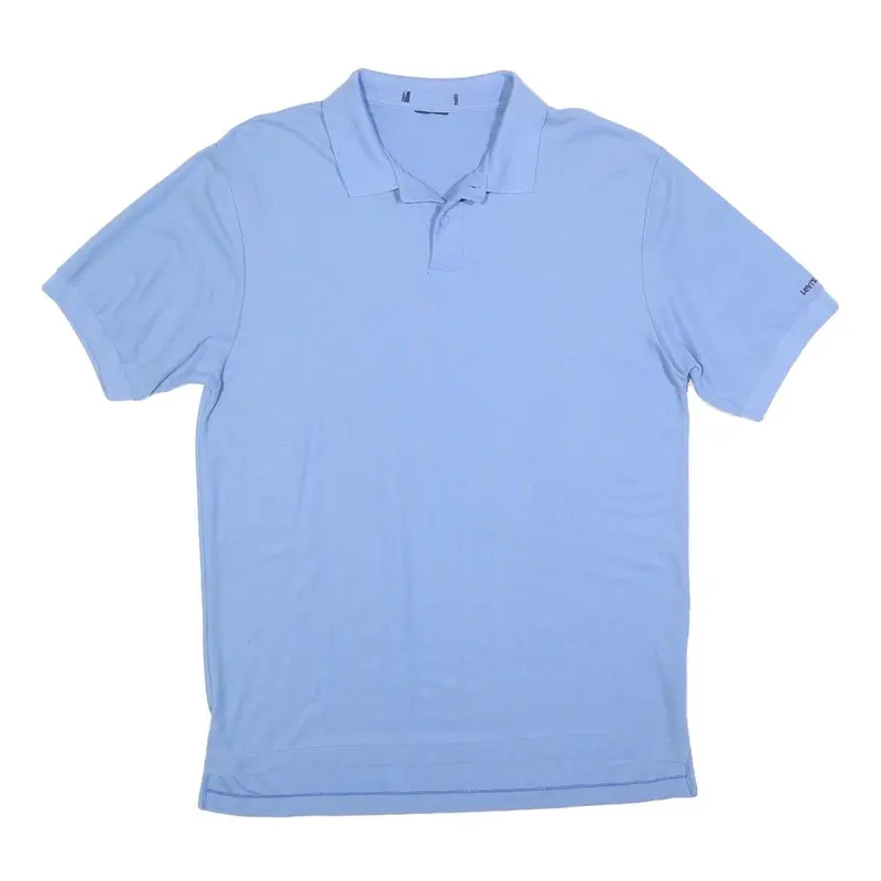 Levi's Mens Blue Short Sleeve Plain Polo Shirt L Cotton Blend Casual Summer 1
