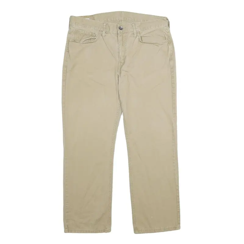 Levi's Mens Classic Cotton Blend Beige Trousers W36 L30 Straight Zip Closure 1