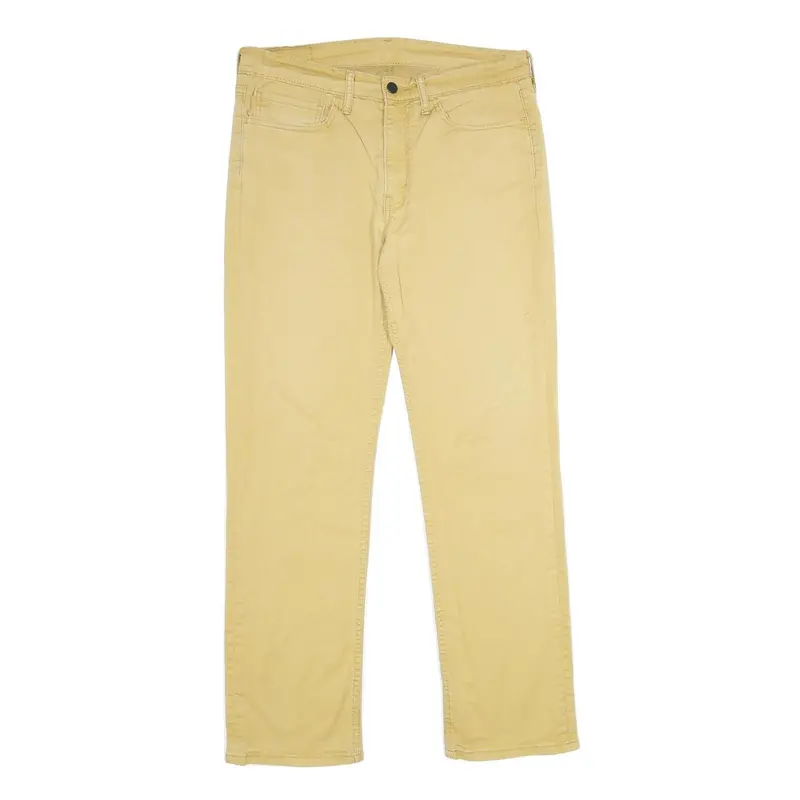 Levi's Mens Cotton Blend Beige Classic Straight Trousers W34 L32 Casual Zip 1