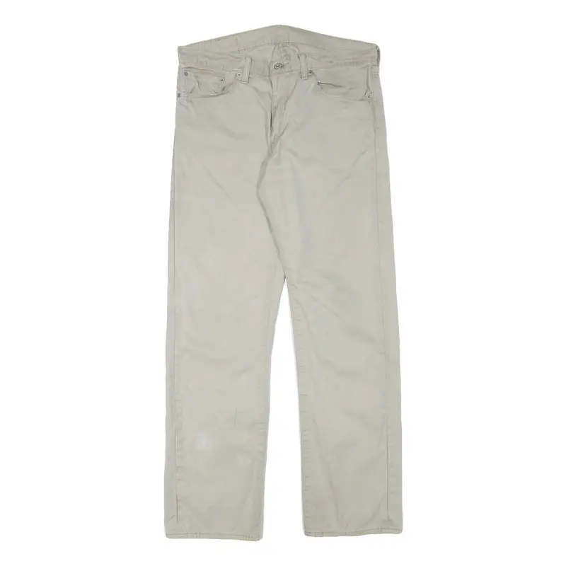 Levi's Mens Cotton Blend Beige Regular Straight Trousers W33 L30 Casual Zip 1
