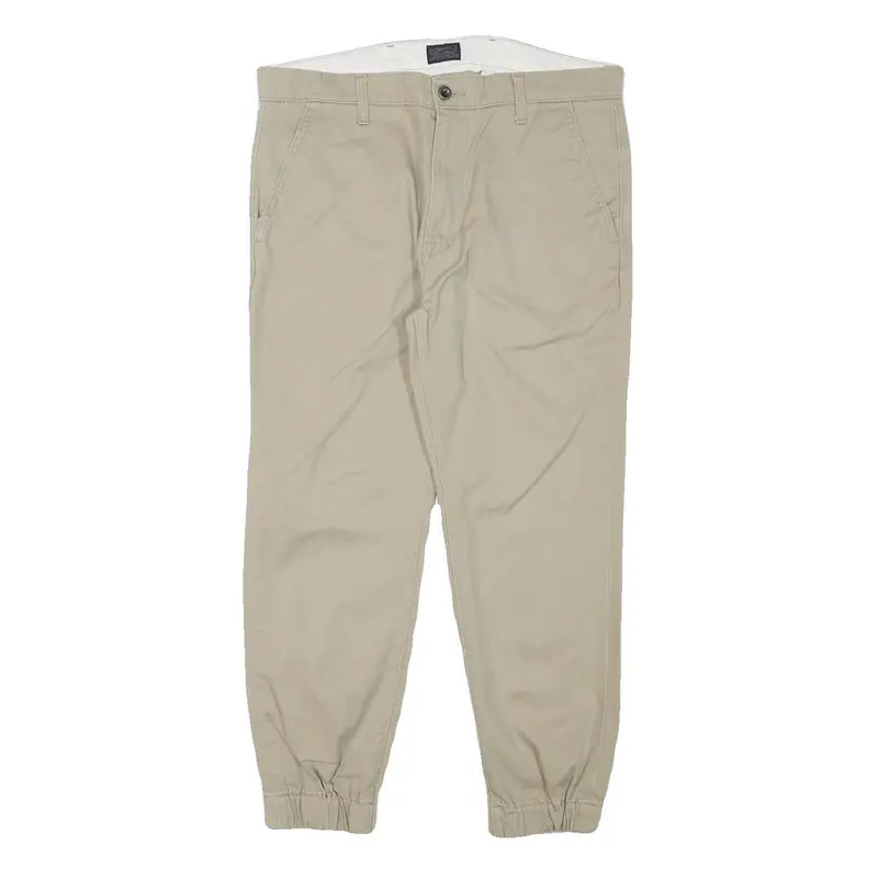 Levi's Mens Cotton Blend Beige Relaxed Tapered Trousers W36 L26 Casual Zip 1