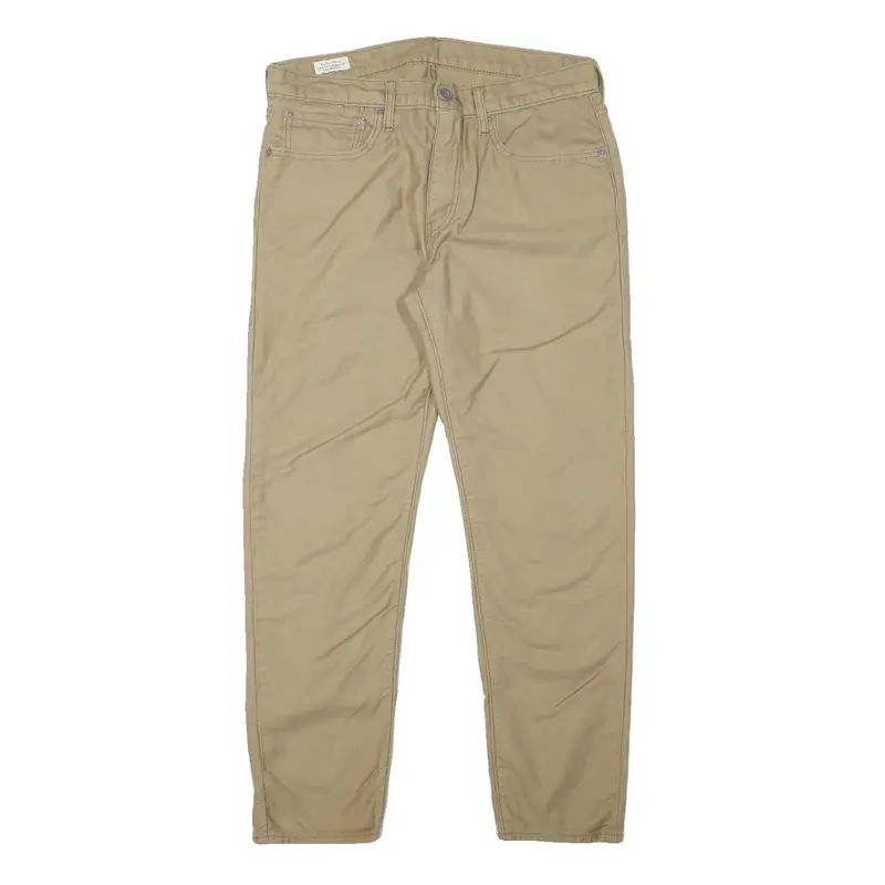 Levi's Mens Cotton Blend Beige Slim Slim Leg Trousers W33 L28 Casual Classic Zip 1