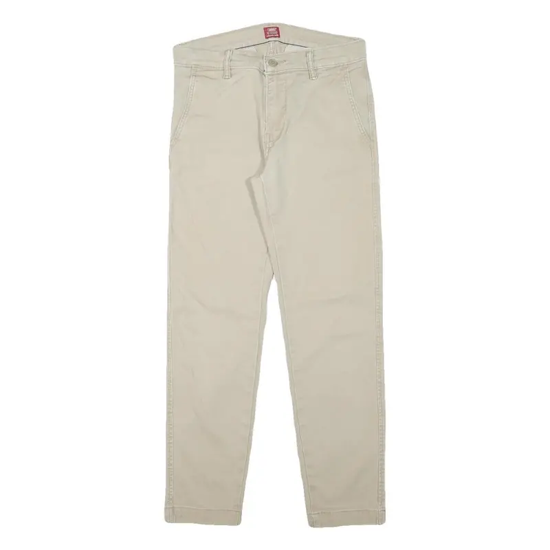Levi's Mens Cotton Blend Beige Slim Straight Trousers W28 L27 Casual Zip 1