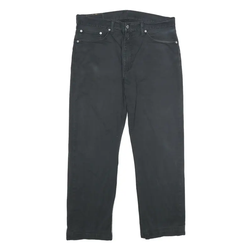Levi's Mens Cotton Blend Black Regular Straight Trousers W36 L29 Classic Zip 1