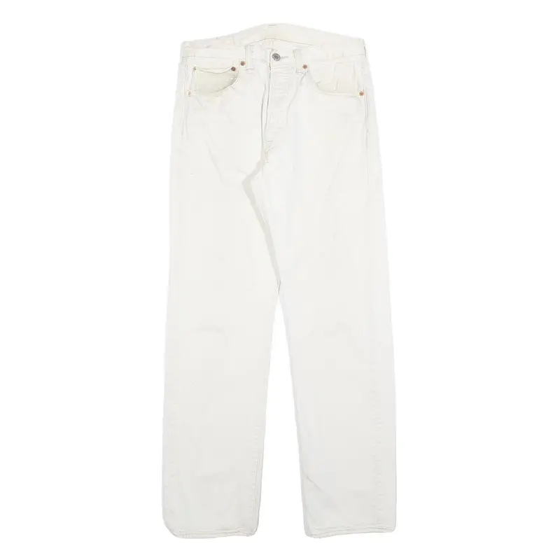 Levi's Mens Cotton Blend White Regular Straight Trousers W32 L31 Button Closure 1