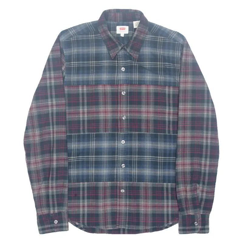 Levi's Mens Flannel Shirt Blue Check Long Sleeve S 1