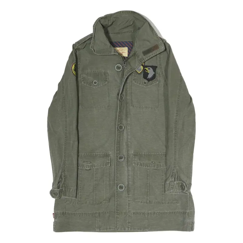 Levi's Mens Green Cotton Blend Track Jacket M Patch Detail Zip Closure 1