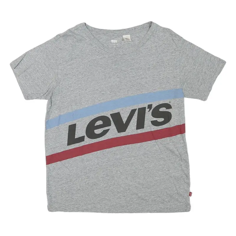 Levi's Mens Grey Blue & Red Graphic T-Shirt Xs Short Sleeve Crew Neck Cotton 1