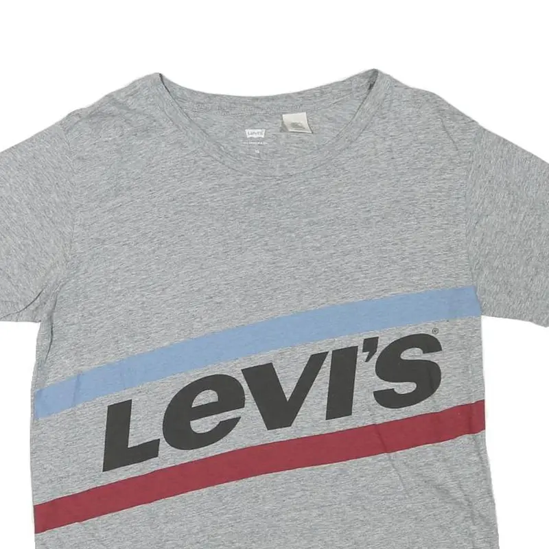 Levi's Mens Grey Blue & Red Graphic T-Shirt Xs Short Sleeve Crew Neck Cotton 2