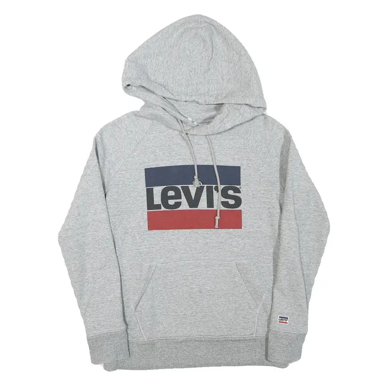 Levi's Mens Grey Cotton Blend Pullover Hoodie Xxs Casual Logo Sweatshirt 1