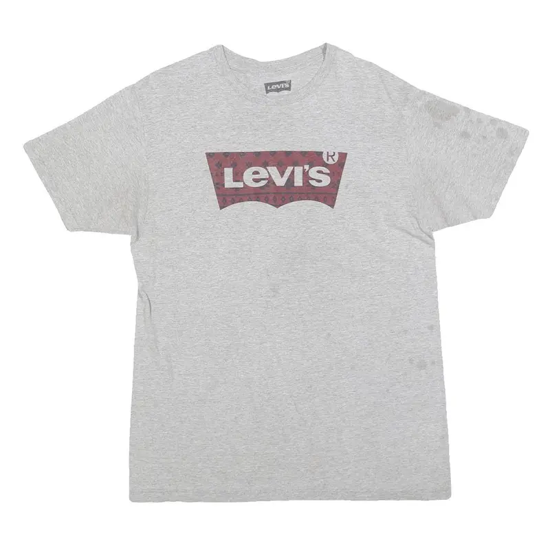 Levi's Mens Grey Graphic T-Shirt M Short Sleeve Crew Neck Cotton Blend Jersey 1