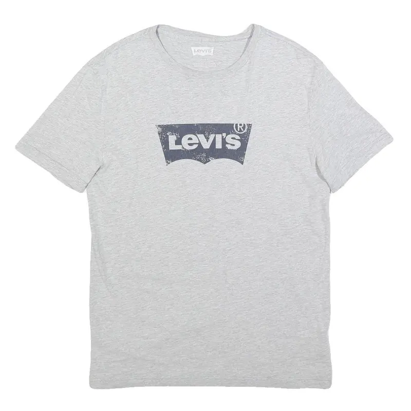 Levi's Mens Grey Graphic T-Shirt S Short Sleeve Crew Neck Cotton Blend Casual 1