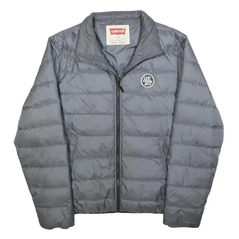 Levi's Mens Grey Jacket L Polyester Blend Puffer Lightweight Zip Up Casual 1