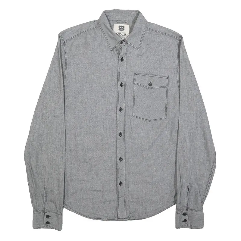 Levi's Mens Grey Slim Cotton Shirt S Casual Long Sleeve Button Pocket 1