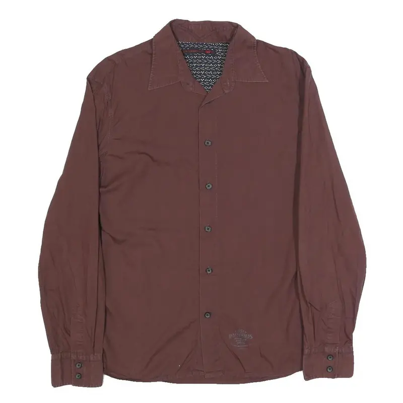 Levi's Mens Maroon Plain Shirt M Cotton Long Sleeve Button Closure Classic Fit 1