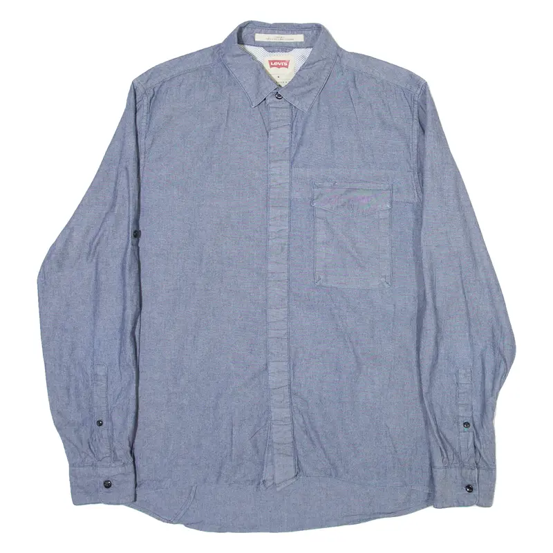 Levi's Mens Plain Shirt Blue Long Sleeve M 1