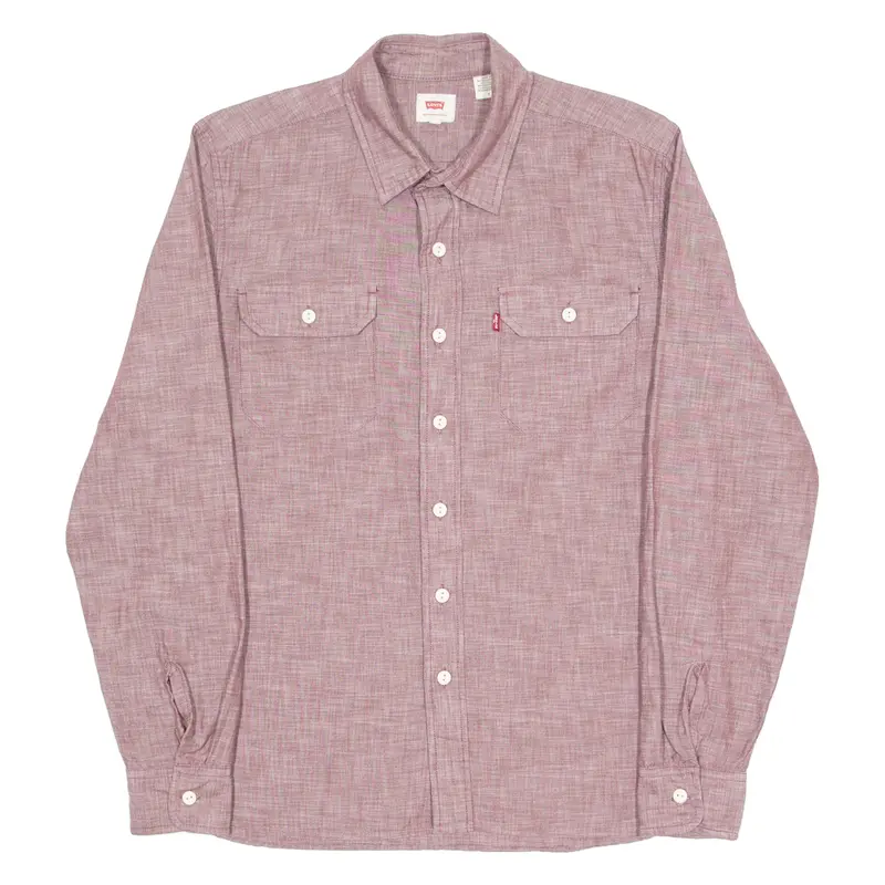 Levi's Mens Plain Shirt Maroon Long Sleeve M 1