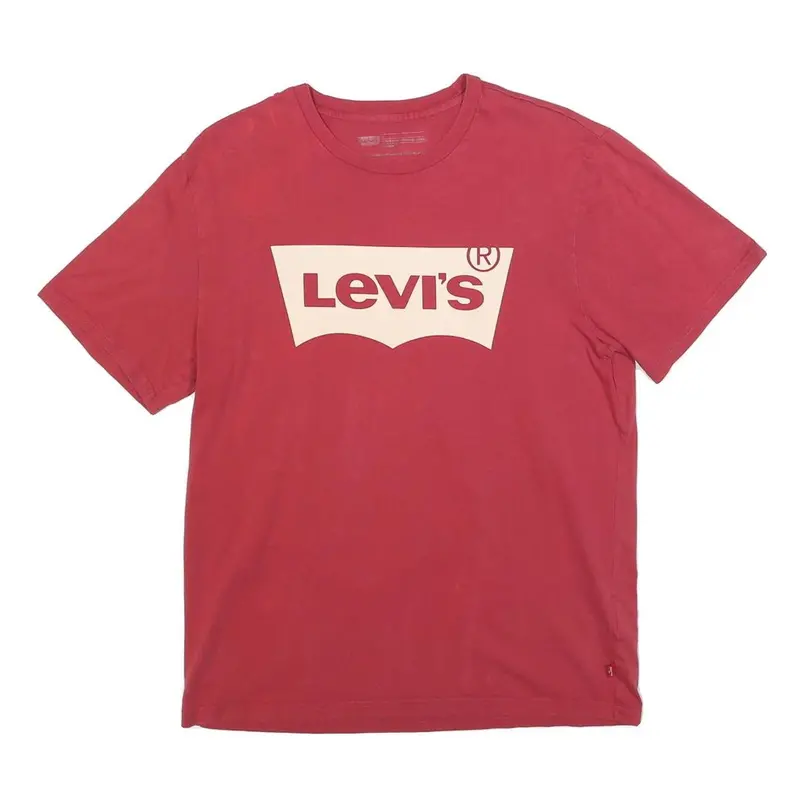 Levi's Mens Red Cotton Blend T-Shirt S Short Sleeve Crew Neck Logo Print 1